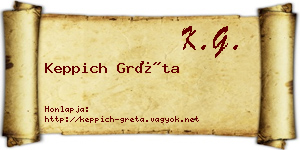 Keppich Gréta névjegykártya
